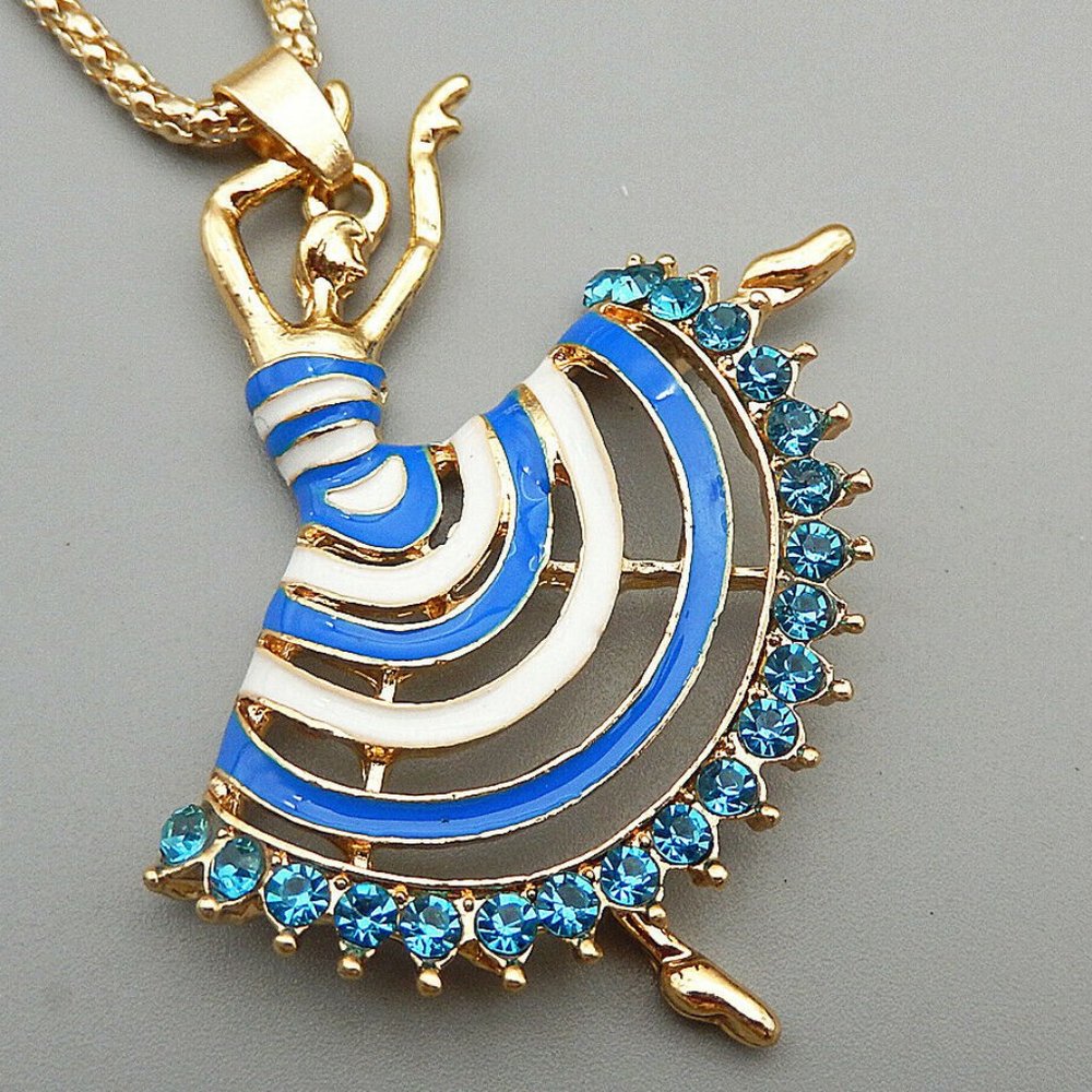 Dancer Enamel & Rhinestone Pendant NWT